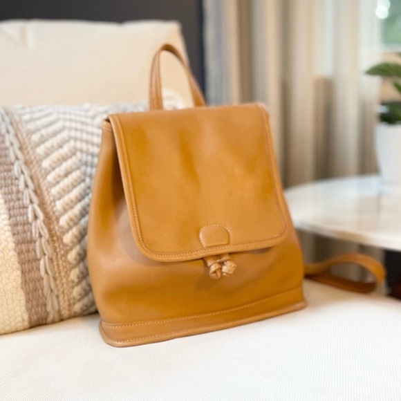 Coach Rare {Vintage} Natural Tan Saddle Leather Backpack - Picture 1 of 11